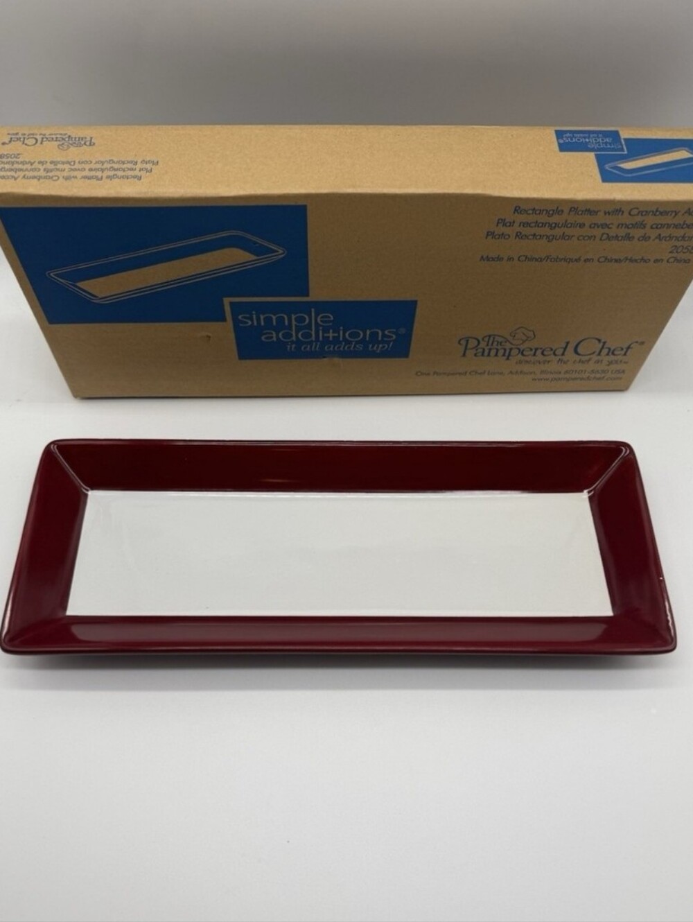 New Pampered Chef Simple Additions Long Rectangle Serving Platter # 2058